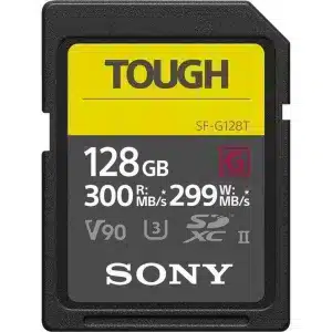 Tarjeta de memoria Sony SD Tough G de 128 gb V90 alquiler en Madrid